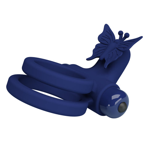 Pretty Love Jamele 10 Functions Cock Ring Navy Blue - Vibrating Cock Rings