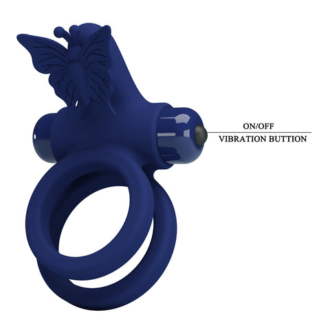 Pretty Love Jamele 10 Functions Cock Ring Navy Blue - Vibrating Cock Rings
