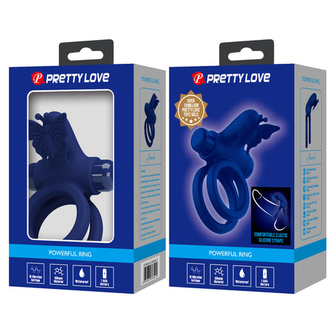 Pretty Love Jamele 10 Functions Cock Ring Navy Blue - Vibrating Cock Rings