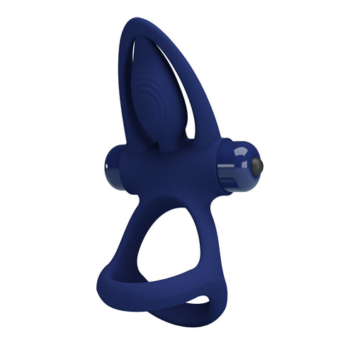 Pretty Love Mat 10 Functions Vibrating Cock Ring Navy Blue - Vibrating Cock Rings