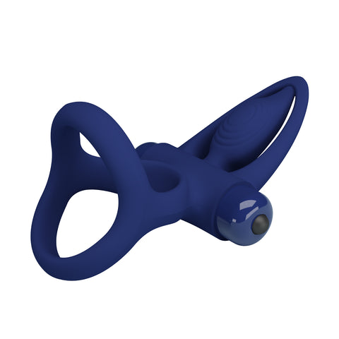 Pretty Love Mat 10 Functions Vibrating Cock Ring Navy Blue - Vibrating Cock Rings
