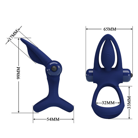 Pretty Love Mat 10 Functions Vibrating Cock Ring Navy Blue - Vibrating Cock Rings