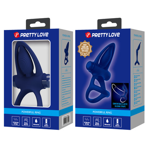 Pretty Love Mat 10 Functions Vibrating Cock Ring Navy Blue - Vibrating Cock Rings