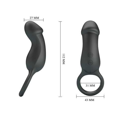Pretty Love Super Power Trae Mens Cock Ring Black - Vibrating Cock Rings