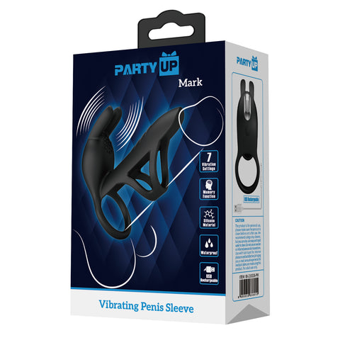 Party Up MARK USB Rechargeable Vibrating Cock Sleeve - Penis Sleeves and Extenders