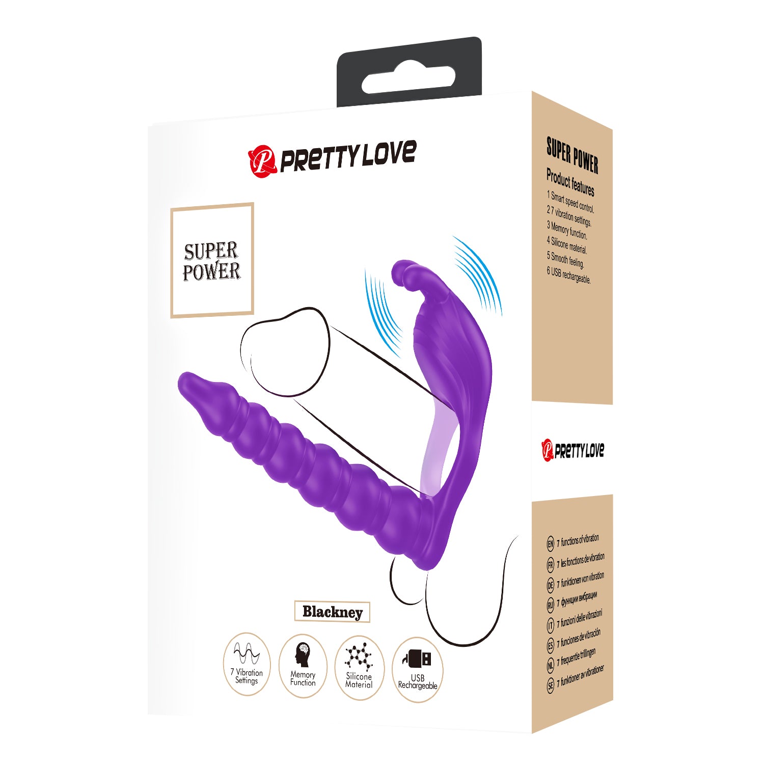 Pretty Love Blackney Rechargeable 7 Functions Cock Ring Vibrating Cock Rings