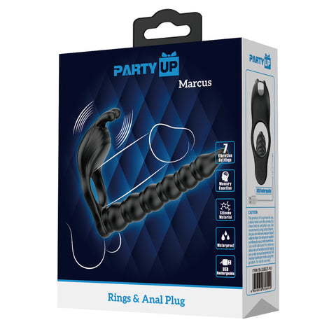 Party Up MARCUS Vibrating Cock Ring & Anal Plug - Vibrating Cock Rings