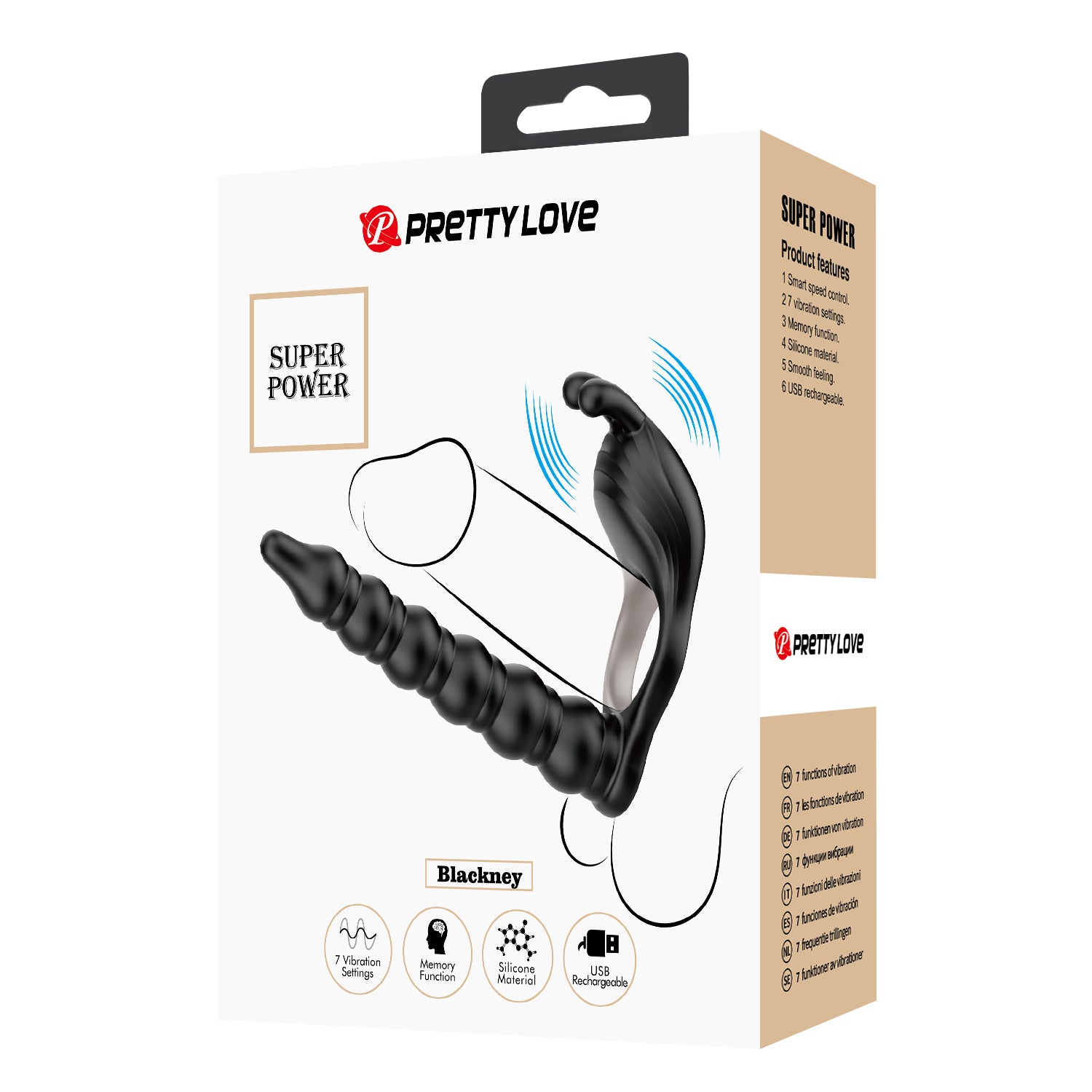 Pretty Love Blackney Rechargeable 7 Functions Cock Ring Vibrating Cock Rings