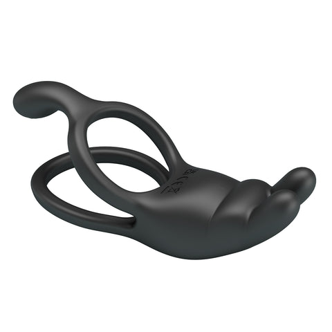Pretty Love Rechargeable Seth Cock Ring Black - Vibrating Cock Rings