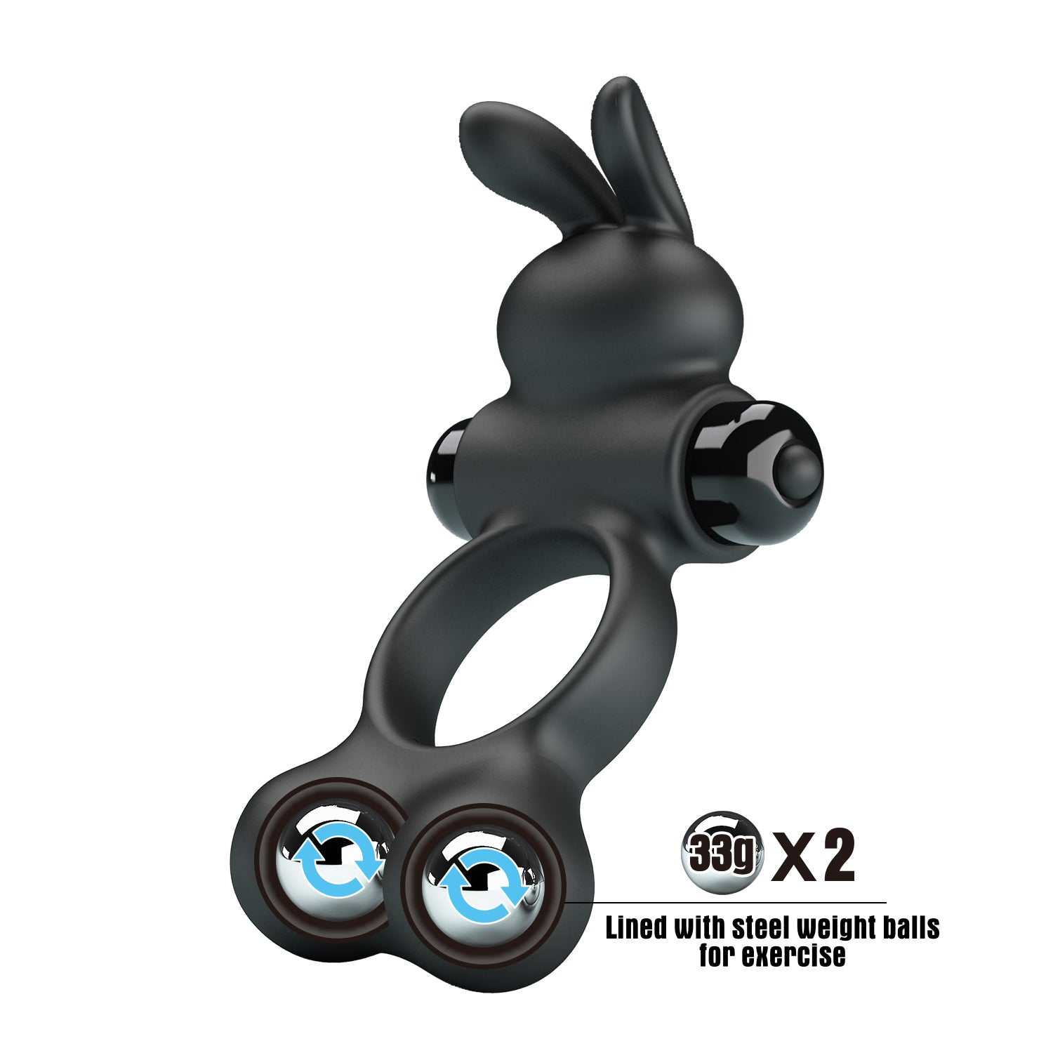 Baile Yusuf Vibrating Mens Cock Ring with Steele Balls - Vibrating Cock Rings