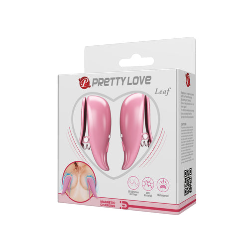 Pretty Love Leaf Vibrating Nipple Clamps Pink - Nipple and Clit Clamps