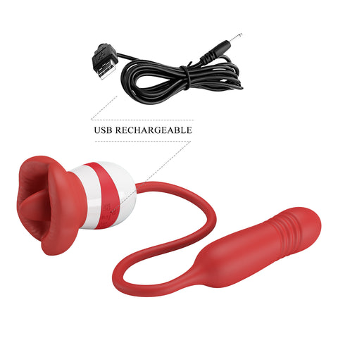 Pretty Love Ashlynn Rechargeable Clitoral Vibrator Red/White - Clit Ticklers and Pulsators