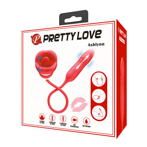 Pretty Love Ashlynn Rechargeable Clitoral Vibrator Red/White - Clit Ticklers and Pulsators