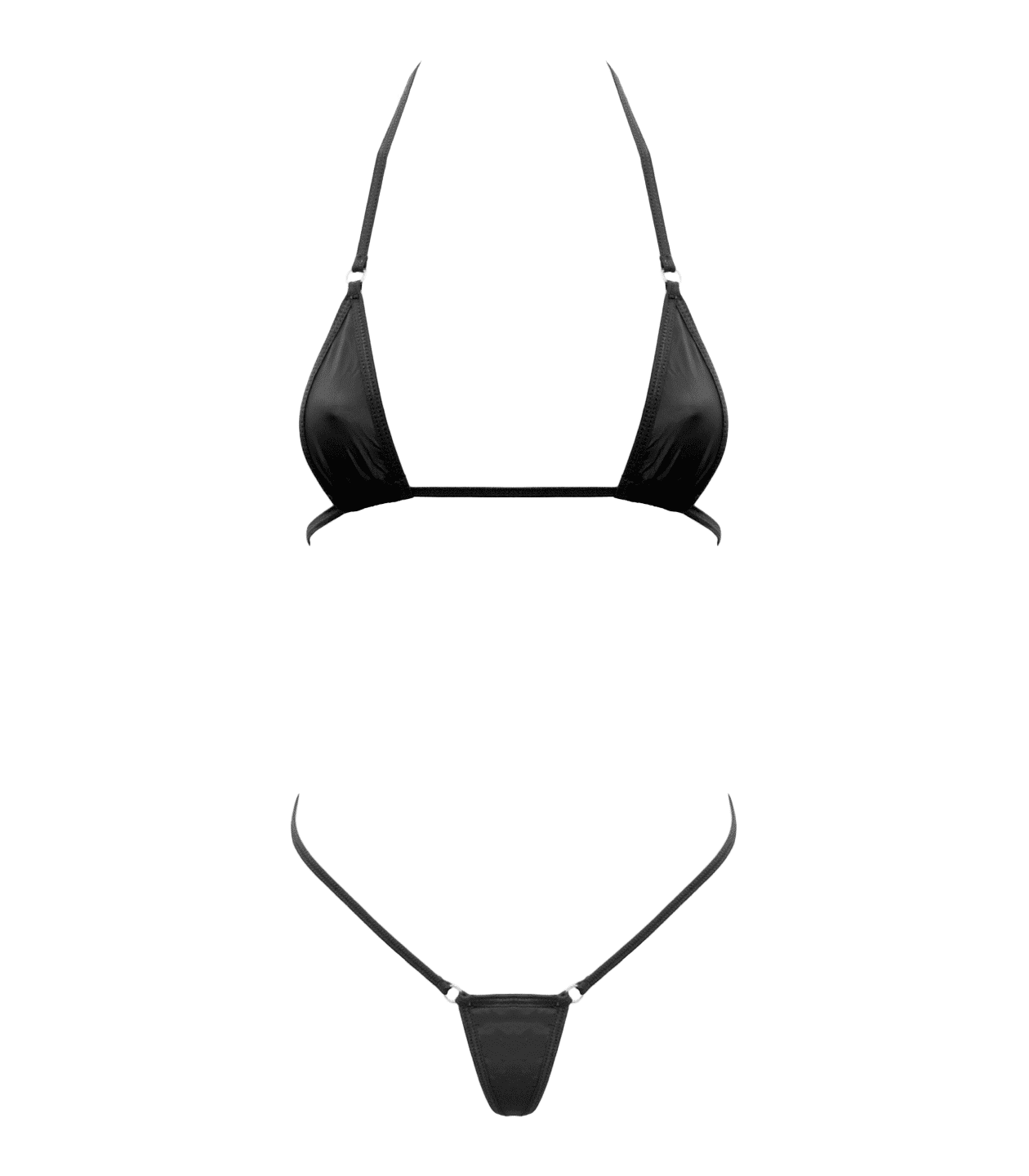 Love In Leather Spandex Fabric Womens Micro Bikini Black G-Strings, Panties and Shorts