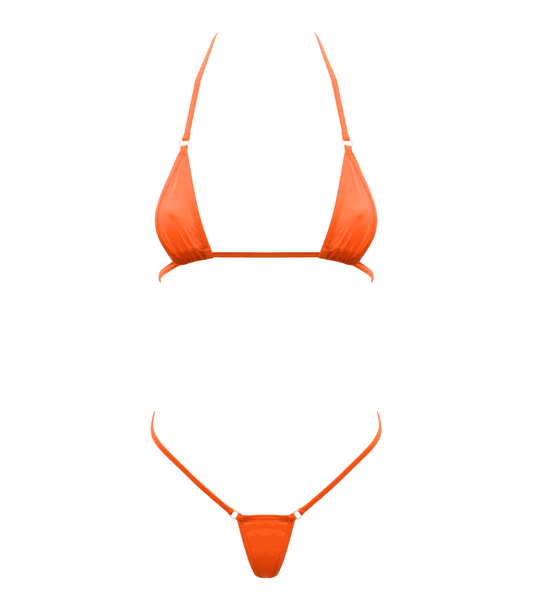 Love In Leather Spandex Fabric Micro Bikini Orange - Bras and Bra Sets