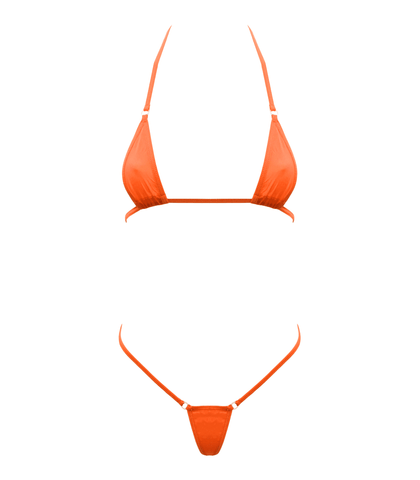 Love In Leather Spandex Fabric Micro Bikini Orange - Bras and Bra Sets