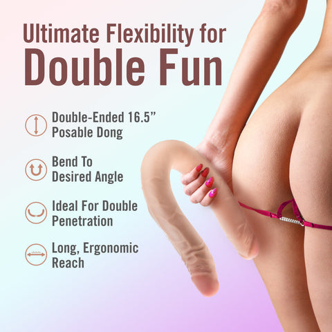 Blush Novelties Dr Skin Plus Posable Double Dong Flesh 42cm - Double Ender