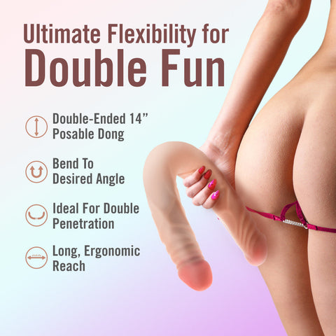 Blush Novelties Dr Skin Plus Posable Double Dong Flesh 35.5cm - Double Ender