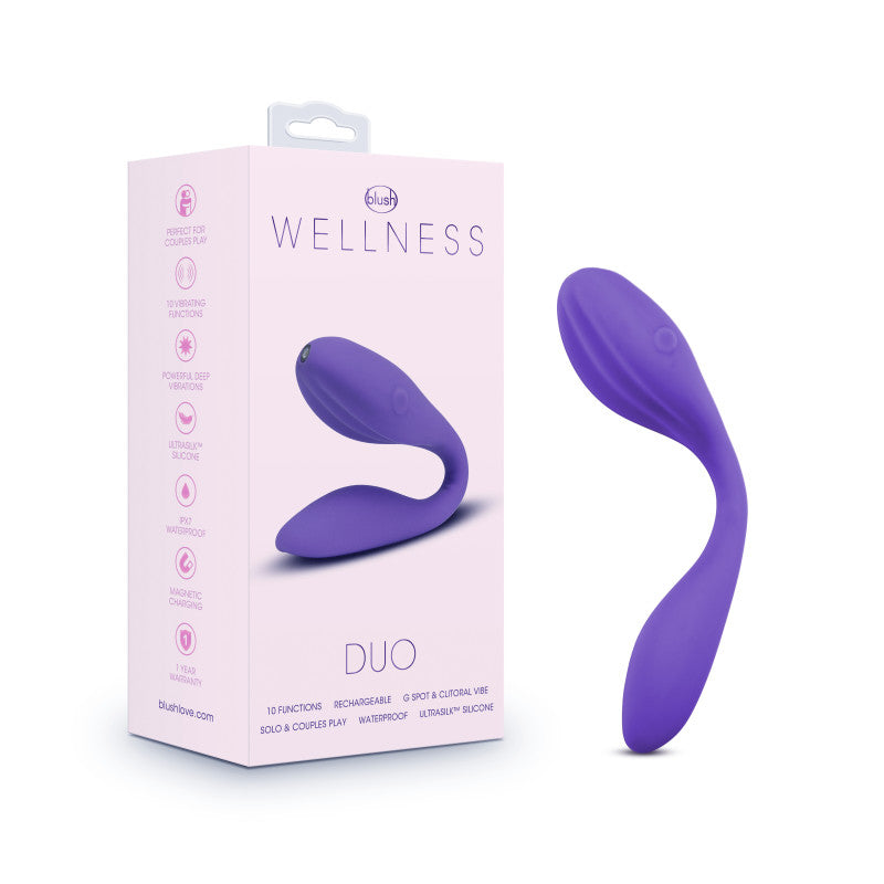 Blush Novelties Wellness Duo USB Rechargeable Couples Vibrator Purple Sex Toys For Couples