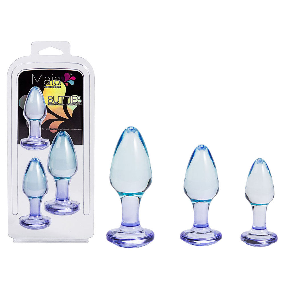 Maia BUTTIES Clear Butt Plugs Set of 3 Sizes Butt Plugs