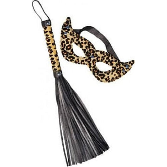 CalExotics 24 Karat Leopard Eye Mask and Whip - Masks And Blindfolds