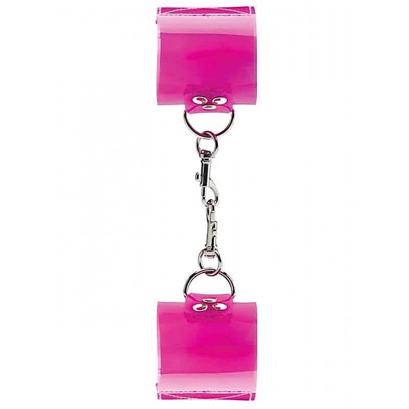 Bad Romance Pink Translucent Handcuffs by Shots Toys - Cuffs and Restraints
