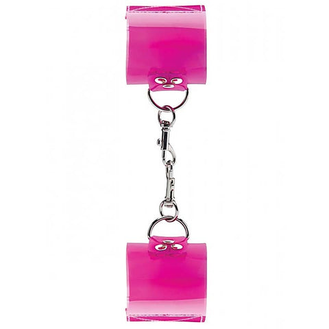 Bad Romance Pink Translucent Handcuffs by Shots Toys - Cuffs and Restraints