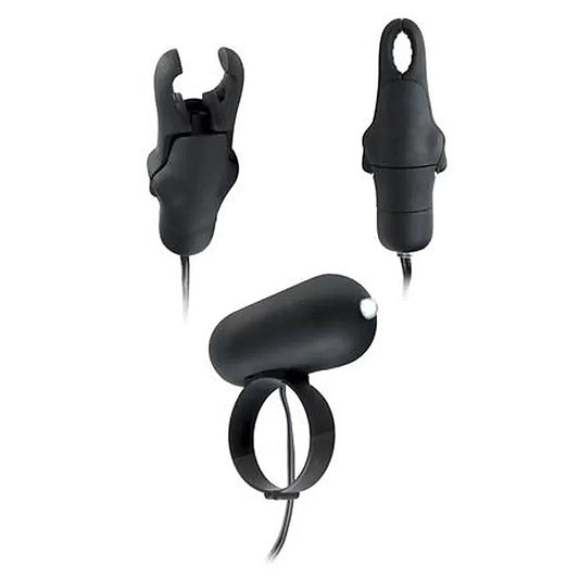 Fetish Fantasy Vibrating Cock Ring & Nipple Clamps - Nipple and Clit Clamps