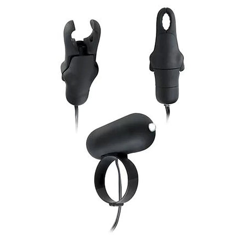 Fetish Fantasy Vibrating Cock Ring & Nipple Clamps - Nipple and Clit Clamps