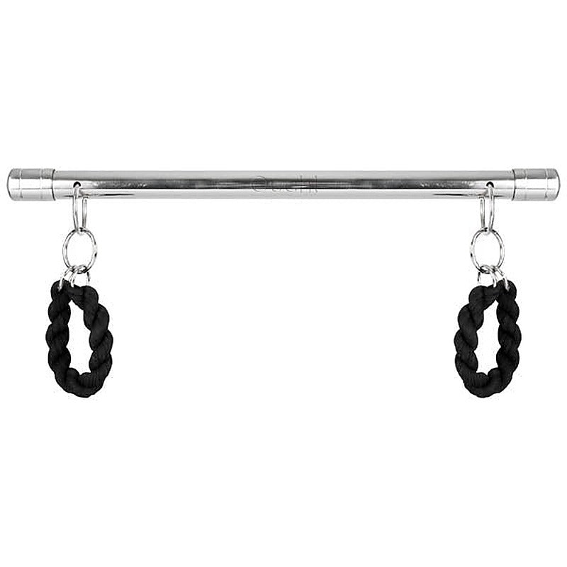 OUCH! Deluxe Chrome-Plated Steel Suspension Bar with 2 Cuffs - Spreaders and Hangers