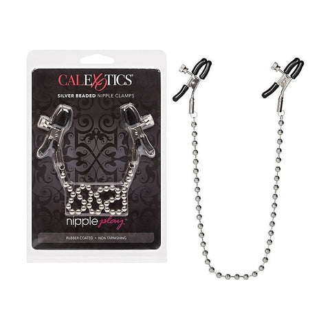 Premium Nipple Play Silver Beaded Nipple Clamps - Nipple and Clit Clamps