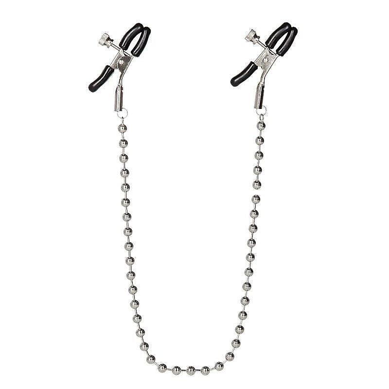 Premium Nipple Play Silver Beaded Nipple Clamps - Nipple and Clit Clamps