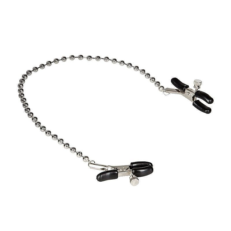Premium Nipple Play Silver Beaded Nipple Clamps - Nipple and Clit Clamps