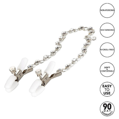 Premium Nipple Play Crystal Chain Nipple Clamps - Nipple and Clit Clamps