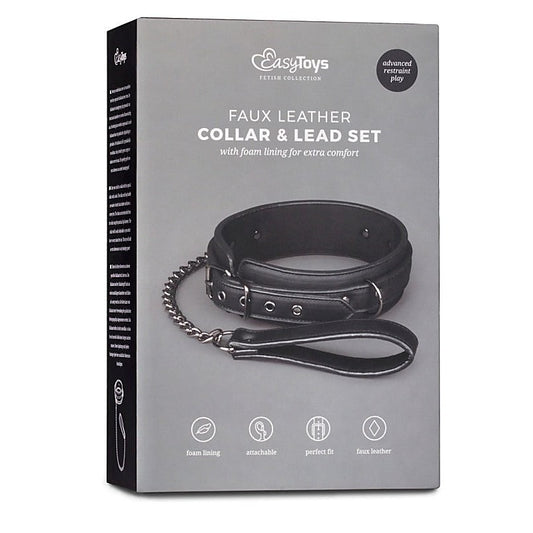 Easytoys Fetish Collar with Leash - Collars and Leads