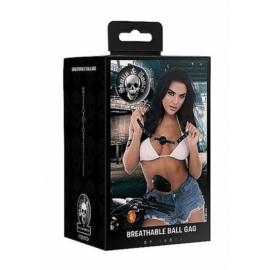 Ouch! Skull and Bones Breathable Ball Gag - Bondage Gags and Bits