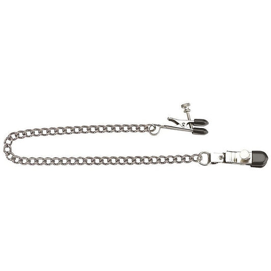 Adjustable Broad Tip Clamps with Loop Link Chain - Breast and Nipple Toys