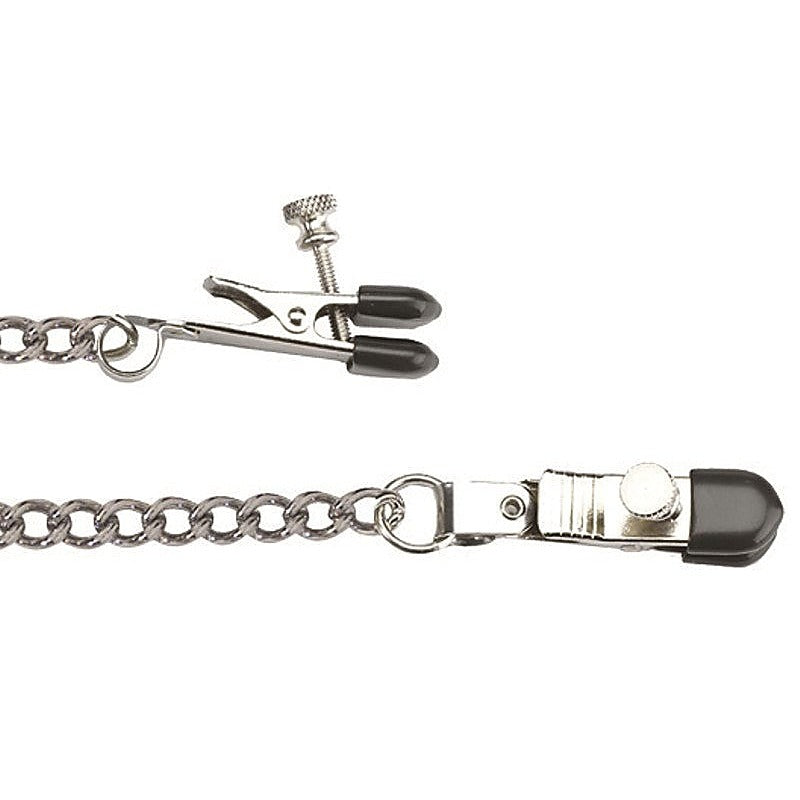 Adjustable Broad Tip Clamps with Loop Link Chain - Breast and Nipple Toys