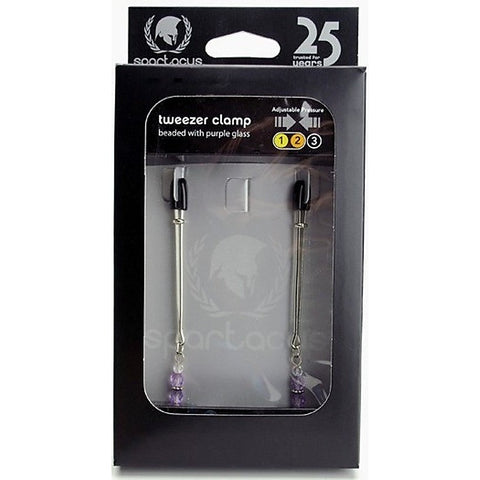 Adjustable Tweezer Clamps with Beaded Glass by Spartacus - Luxury Sex Toys