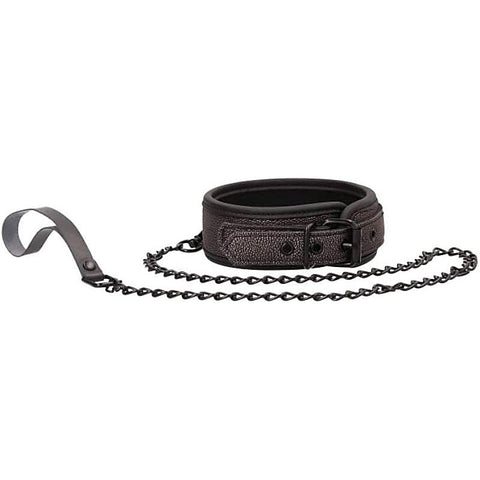 Elegant BDSM Play Collar with Leash by Shots Toys - Collars and Leads