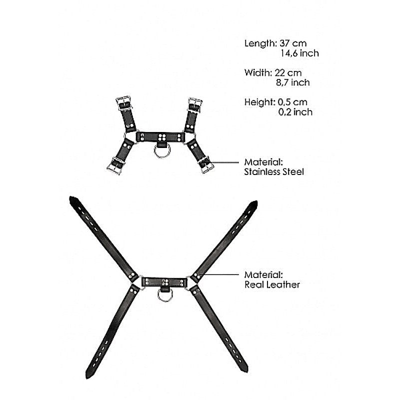 Pain Leather Male Chest Harness by Shots Toys - Cuffs and Restraints