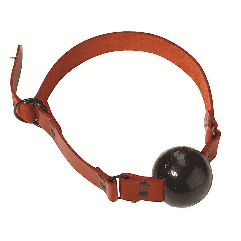 Red Rubber Ball Gag with D Ring Closure by Spartacus - Bondage Gags and Bits