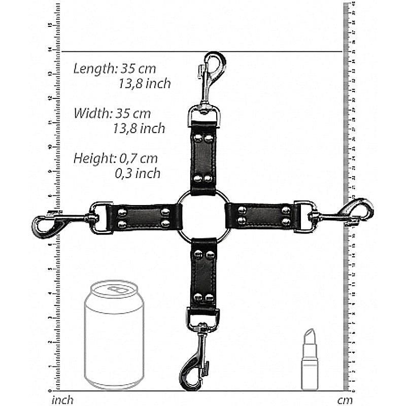 Premium Pain 4-Way Leather Hogtie by Shots Toys - Cuffs and Restraints