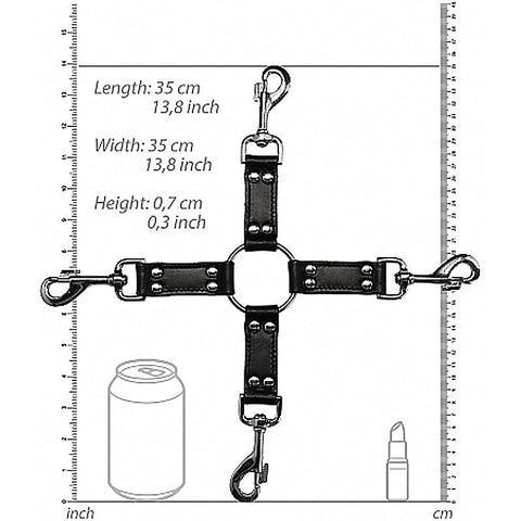 Premium Pain 4-Way Leather Hogtie by Shots Toys - Cuffs and Restraints