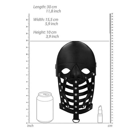 Premium Pain Leather Male Mask by Shots Toys - Bondage Hoods