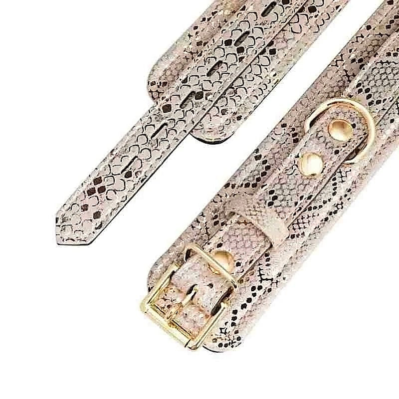Snake Print Microfiber Ankle Restraints by Spartacus - Butt Plugs