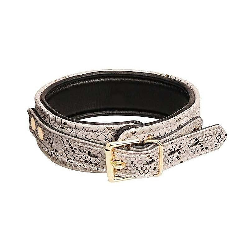 White Snake Print Microfiber Collar and Leash by Spartacus - Collars and Leads