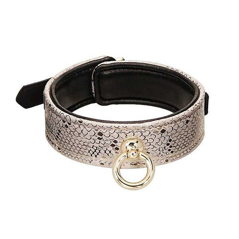 White Snake Print Microfiber Collar and Leash by Spartacus - Collars and Leads