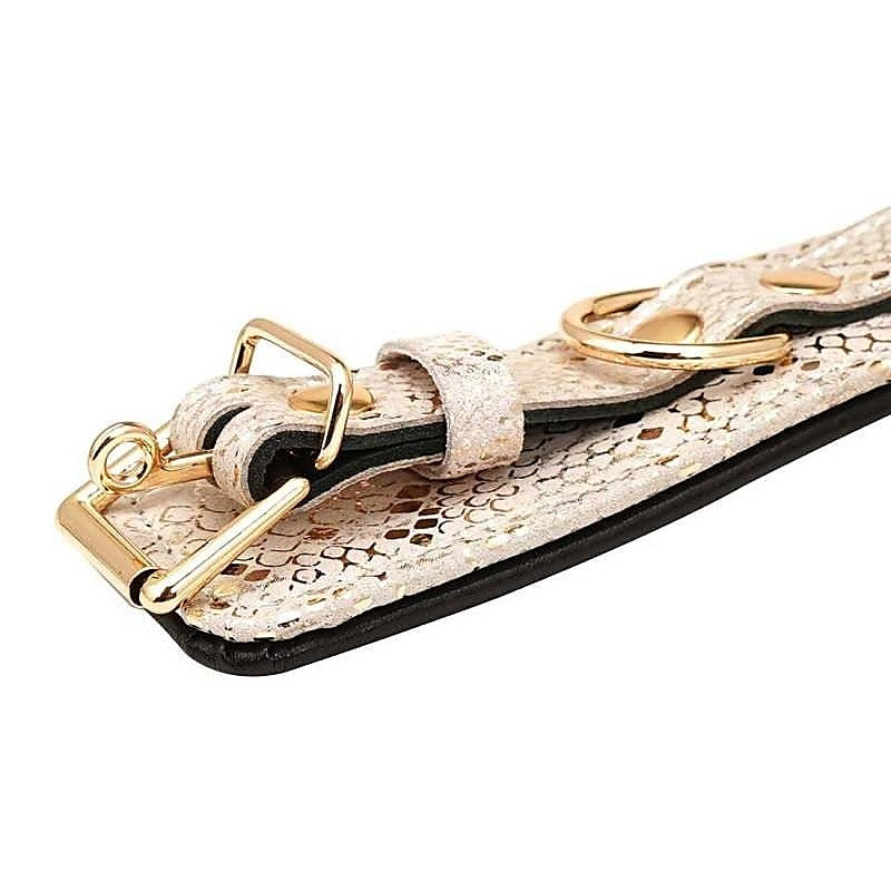 White Snake Print Microfiber Wrist Restraints by Spartacus - Cuffs and Restraints