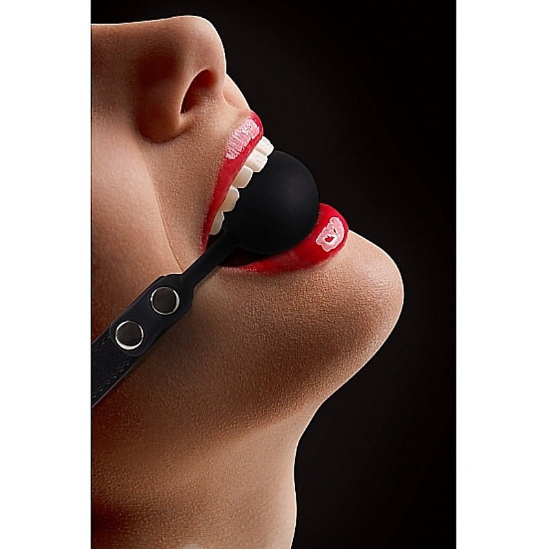 Ouch! Silicone Bondage Ball Gag Black by Shots Toys - Bondage Gags and Bits